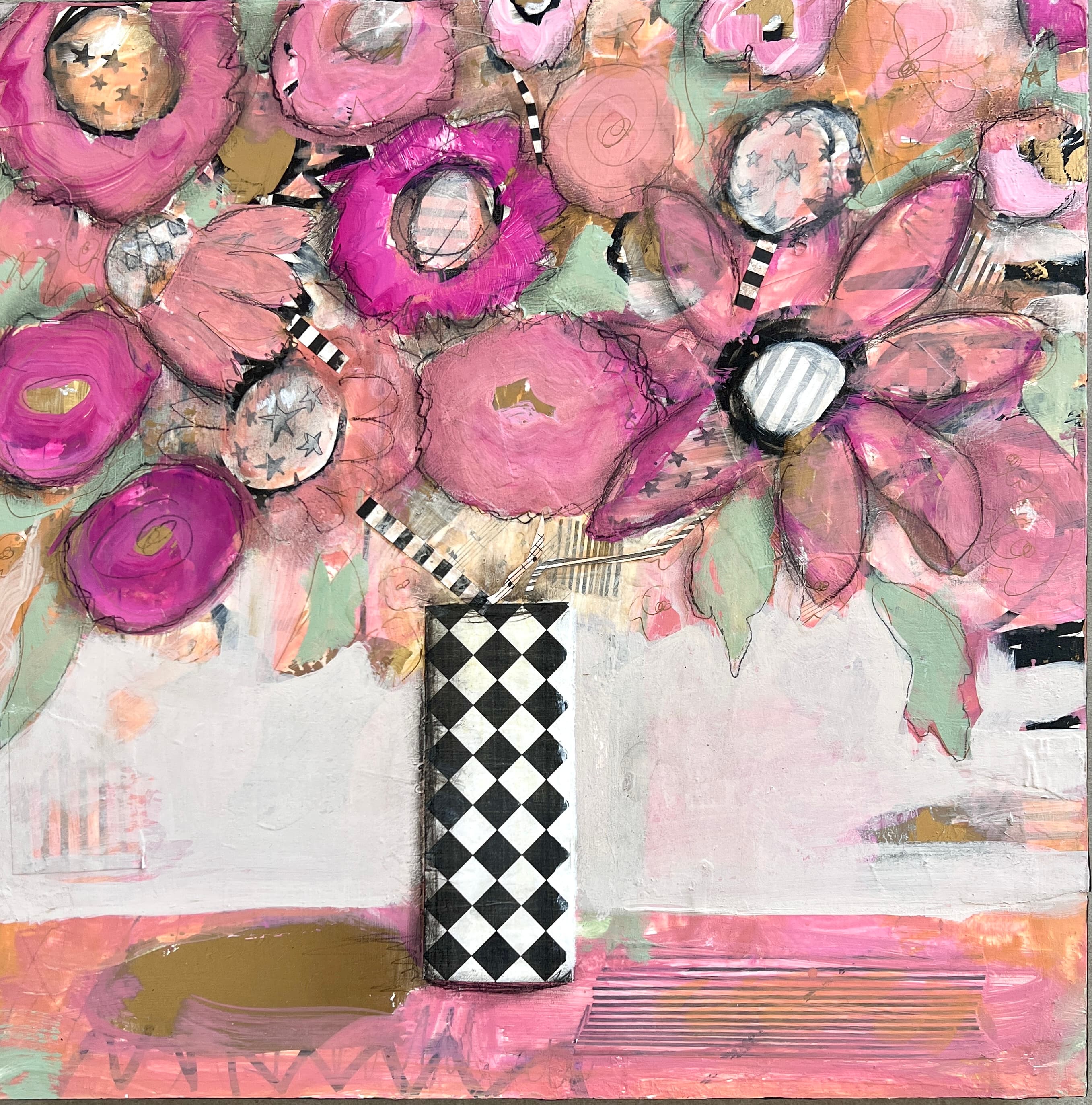 Pink Checkered Blooms